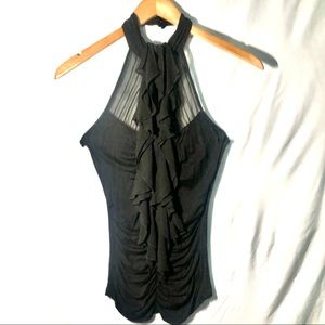 Ruffle Halter Top - Black
